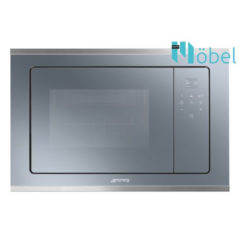 SMEG beépíthető mikrohullámú sütő, 20 l, full touch-control, TFT kijelző, 800 W mikro telj., Classic/Selezione design, Stopsol ezüst üveg