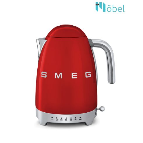 SMEG retro vízforraló, állítható hőm.,3D logó, piros