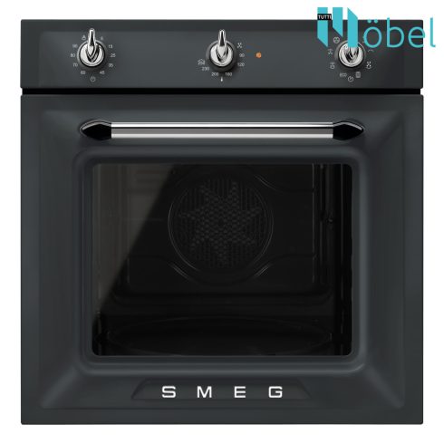 SMEG beépíthető sütő, hőlégkeverés, 3 vezérlőgomb, Victoria design, matt fekete